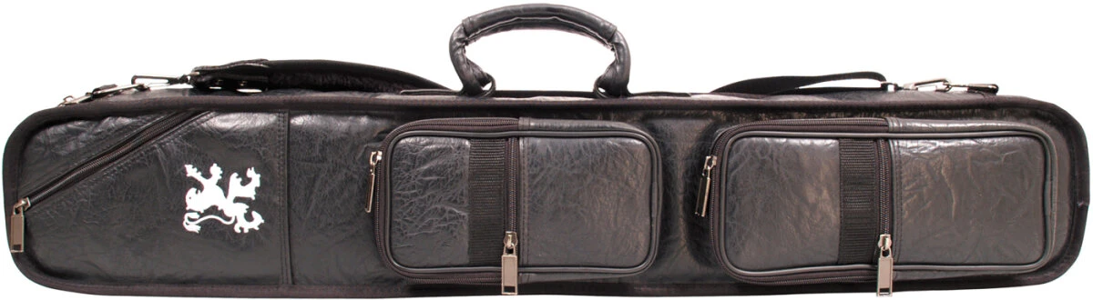 Αδάμ Adam Billard-Queuetasche Tournament 4/8, Schwarz, Aus Hochwertigem Kunstleder, Mit Fünf Außentaschen Für Zubehör, Tragegriff Und Schultergurt