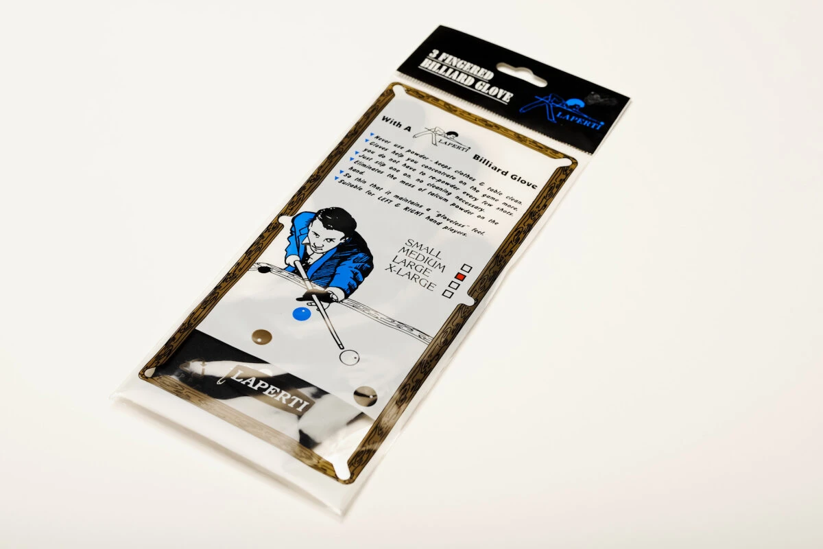 Billard-Handschuh Laperti, Schwarz Mit Lederverstärkung, Verschiedene Größen – Bild 3