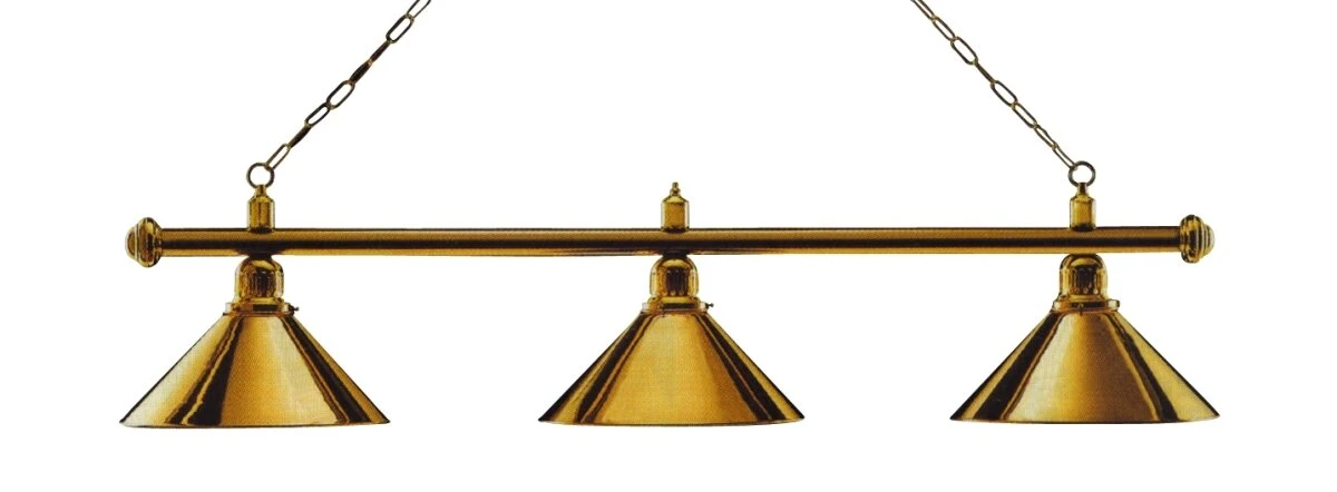 Billardlampe, Messingfarben Mit Drei Messingfarbenen Schirmen, 148 Cm