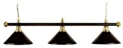 Billardlampe, Schwarz Mit Drei Schwarzen Schirmen, 148 Cm