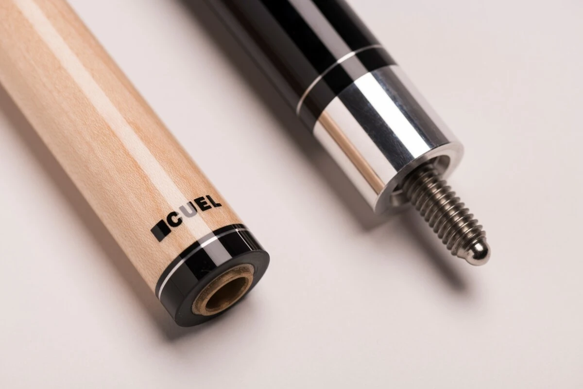 CUEL BE0-047 Billard-Queue Für Poolbillard, 2-teilig, Mit Klebeleder, Vollholz-Oberteil, Leinen-Griffband, 5/16-18-Gewinde – Bild 3