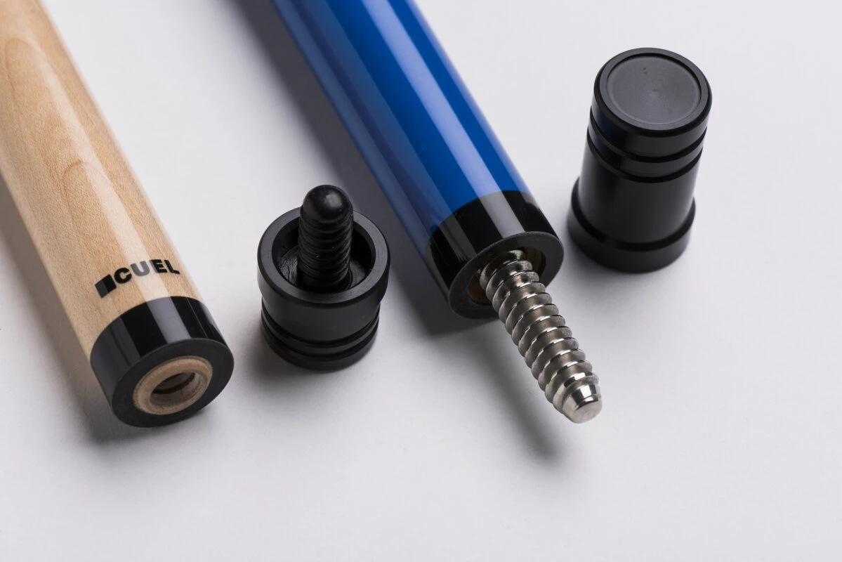 CUEL Code Blue Billard-Queue Blau Für Poolbillard, 2-teilig, Mit Vollholz-Oberteil, Leinen-Griffband, 3/8x10-Gewinde – Bild 3