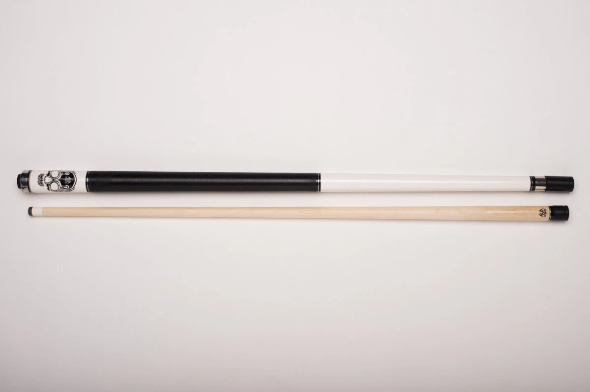 Demon DF0-002 Billard-Queue Für Poolbillard, 2-teilig, Mit Totenkopfdesign, Klebeleder, Vollholz-Oberteil, Leinen-Griffband Inkl. Gewindeschoner – Bild 3