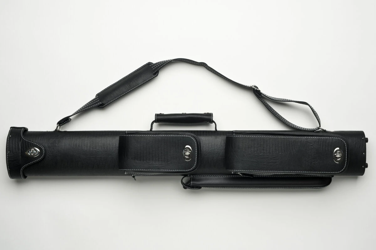 Cuel Billard-Köcher „Hustler Black“ 2/2 Für Pool-Billard-Queues, Schwarz, Aus Feinem Kunstleder, Mit Drei Seitentaschen Für Billardzubehör – Bild 2