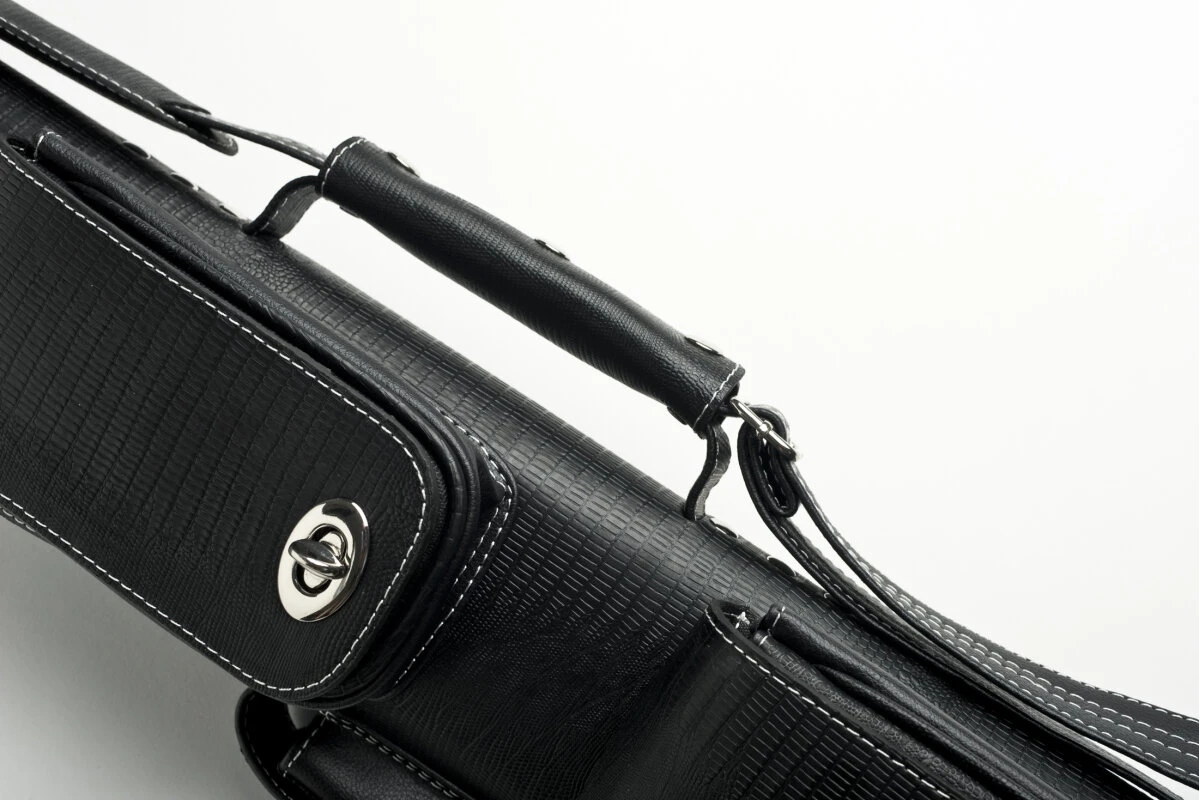 Cuel Billard-Köcher „Hustler Black“ 2/2 Für Pool-Billard-Queues, Schwarz, Aus Feinem Kunstleder, Mit Drei Seitentaschen Für Billardzubehör – Bild 4