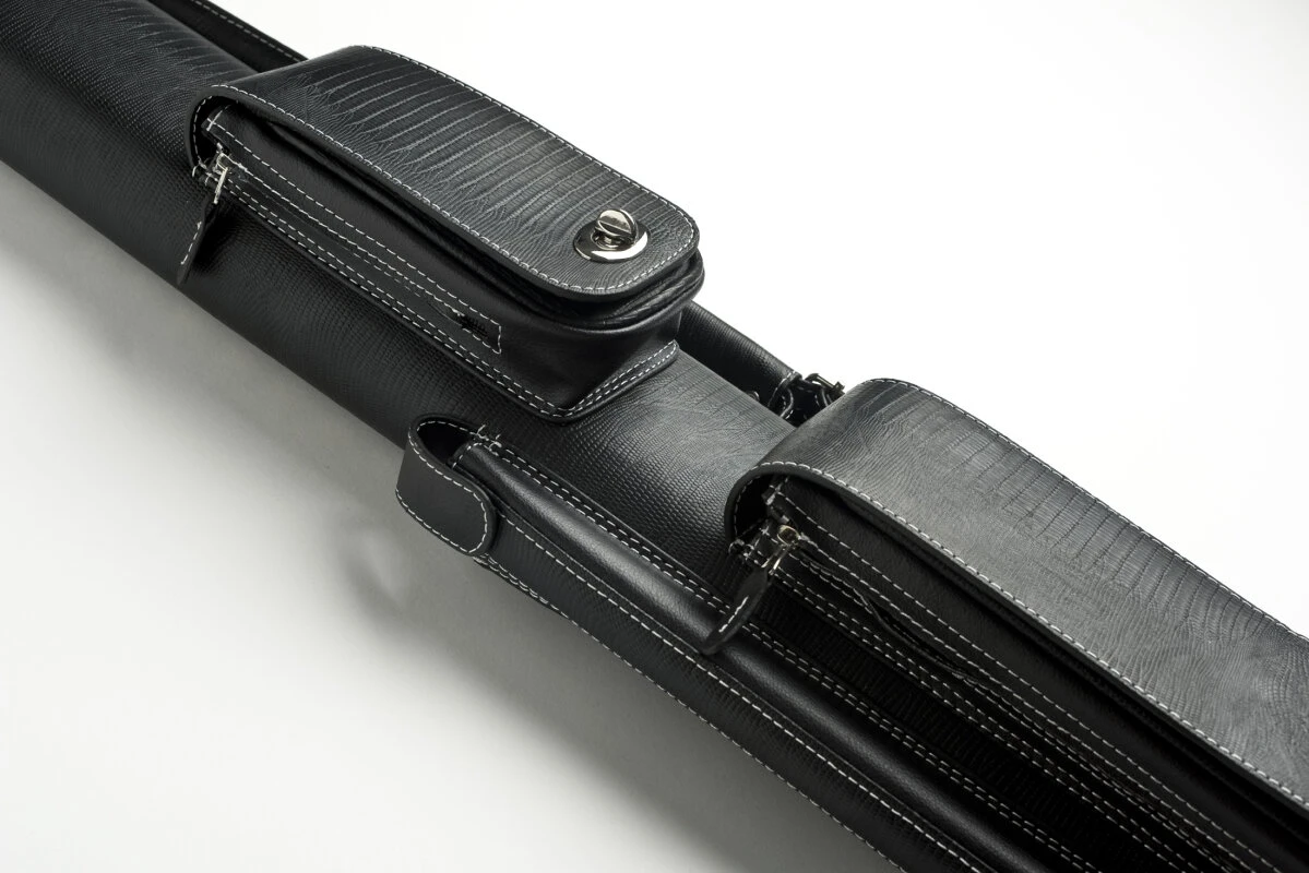 Cuel Billard-Köcher „Hustler Black“ 2/2 Für Pool-Billard-Queues, Schwarz, Aus Feinem Kunstleder, Mit Drei Seitentaschen Für Billardzubehör – Bild 5