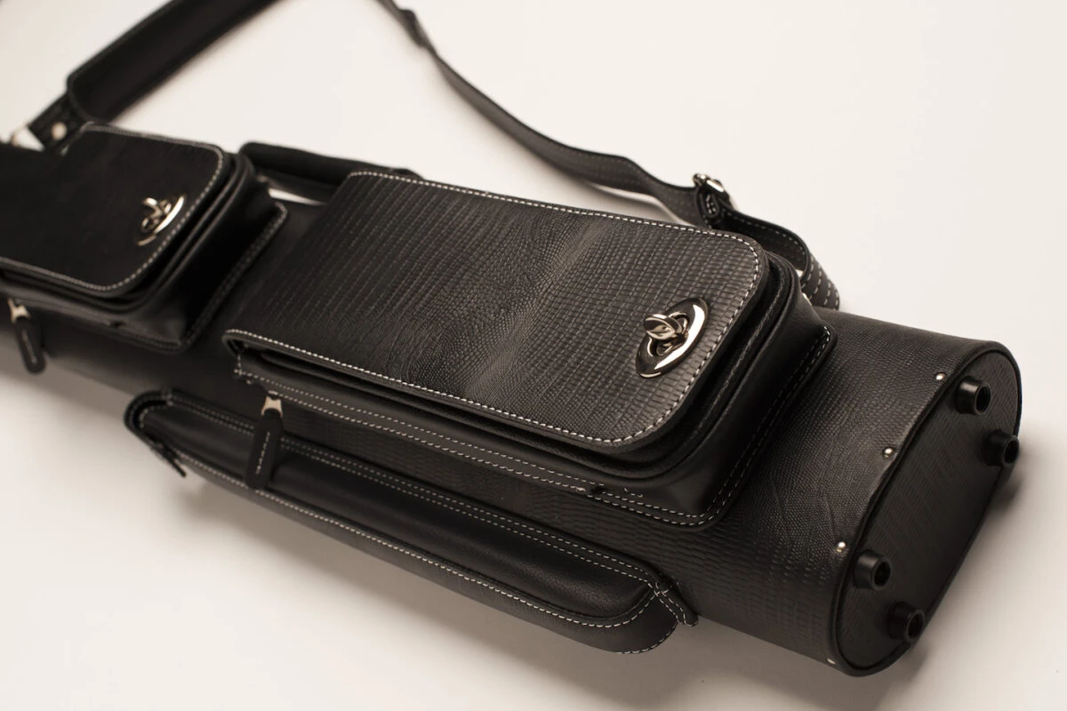 Cuel Billard-Köcher „Hustler Black 2/4“ Für Pool-Billard-Queues, Schwarz, Aus Feinem Kunstleder, Mit Drei Seitentaschen Für Billardzubehör – Bild 6