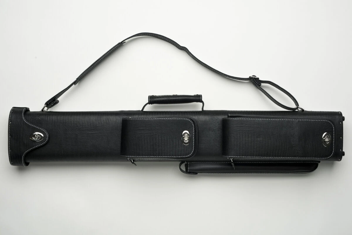 Cuel Billard-Köcher „Hustler Black“ 3/5 Für Pool-Billard-Queues, Schwarz, Aus Feinem Kunstleder, Mit Drei Seitentaschen Für Billardzubehör – Bild 2