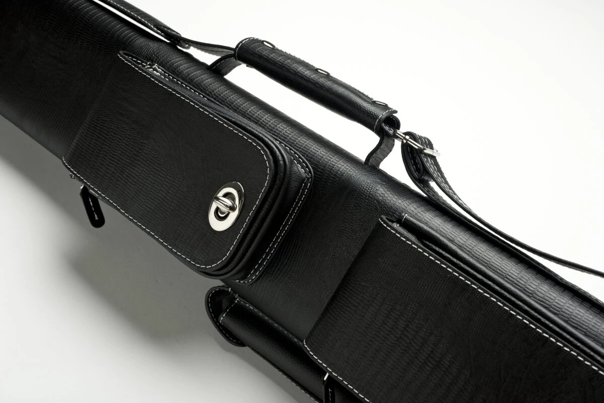 Cuel Billard-Köcher „Hustler Black“ 3/5 Für Pool-Billard-Queues, Schwarz, Aus Feinem Kunstleder, Mit Drei Seitentaschen Für Billardzubehör – Bild 4