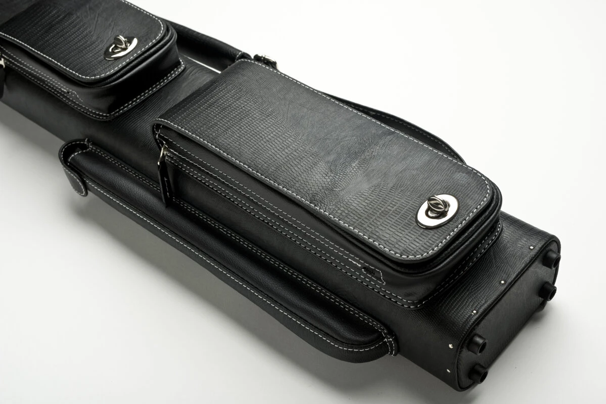 Cuel Billard-Köcher „Hustler Black“ 3/5 Für Pool-Billard-Queues, Schwarz, Aus Feinem Kunstleder, Mit Drei Seitentaschen Für Billardzubehör – Bild 5