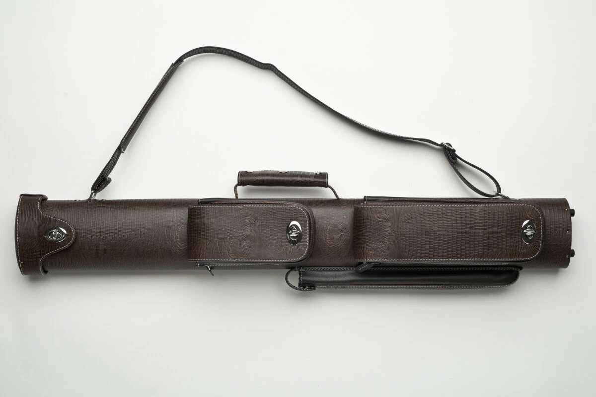 CUEL Billard-Köcher „Hustler Brown“ 2/2 Für Pool-Billard-Queues, Braun, Aus Feinem Kunstleder, Mit Drei Seitentaschen Für Billardzubehör – Bild 3