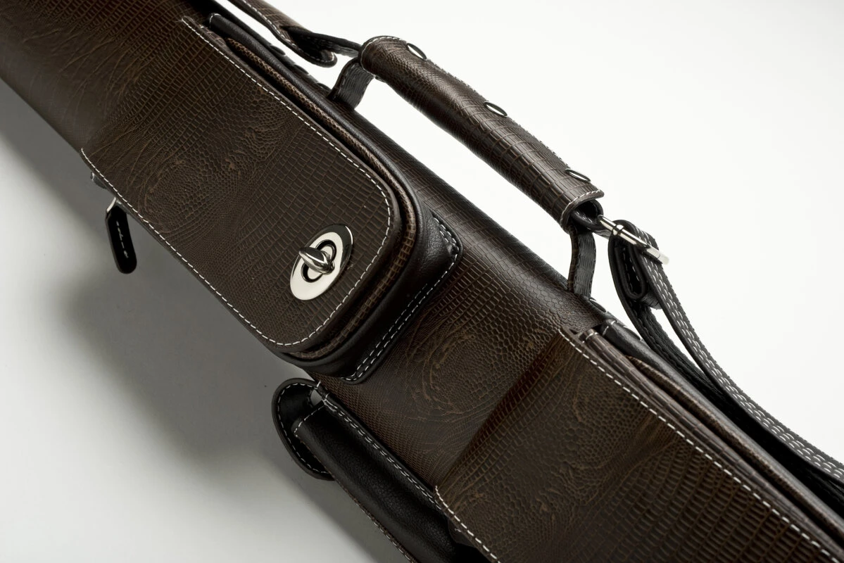 CUEL Billard-Köcher „Hustler Brown“ 2/2 Für Pool-Billard-Queues, Braun, Aus Feinem Kunstleder, Mit Drei Seitentaschen Für Billardzubehör – Bild 5