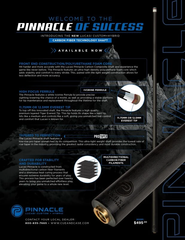 Lucasi Pinnacle LPSP Pool-Billard-Queue Mit Karbon-Oberteil – Bild 9