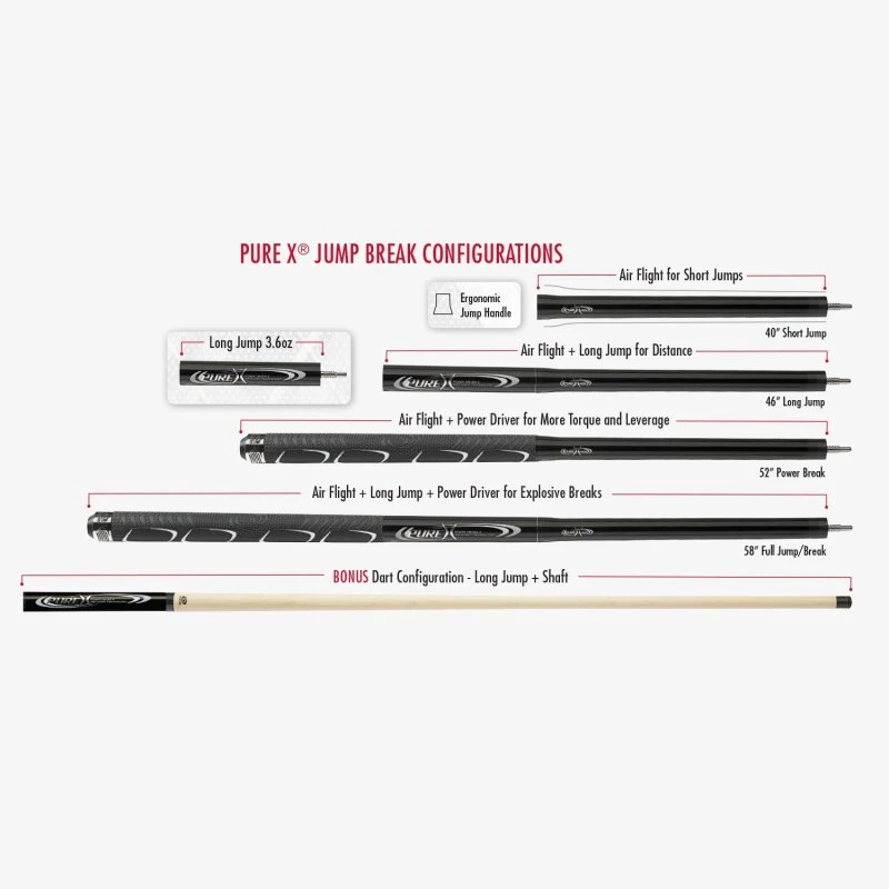 Players Pure-X HXT-P5 Break-Jump-Queue In Anthrazit Mit Multizone-Sportgriffband, XLG Tip Und Carbon Fiber Impact System â Bild 5